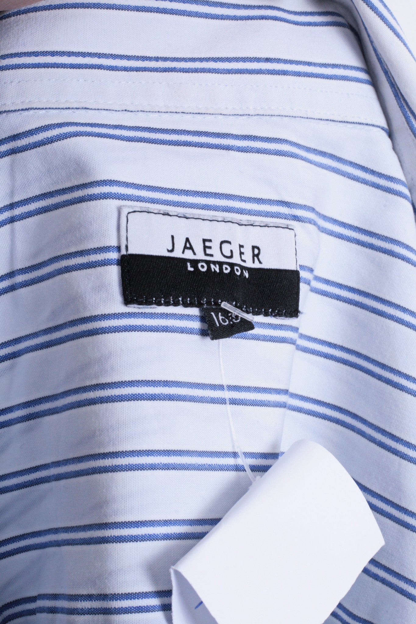 Jaeger London Mens 16.5 L XL Casual Shirt Striped White Cotton - RetrospectClothes
