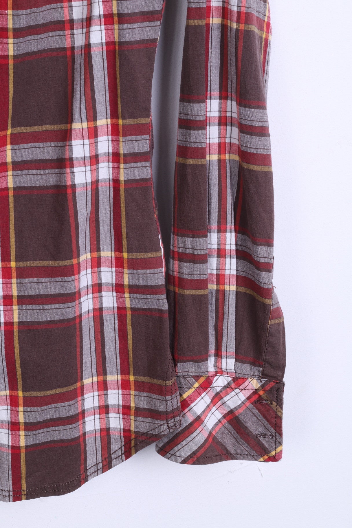 New Zealand Auckland Womens 3 L Casual Shirt Check Cotton Ruffle - RetrospectClothes