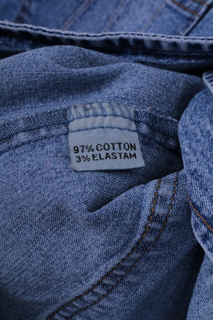 Giacca XL da donna di alta moda in jeans Giacca elasticizzata monopetto in denim blu