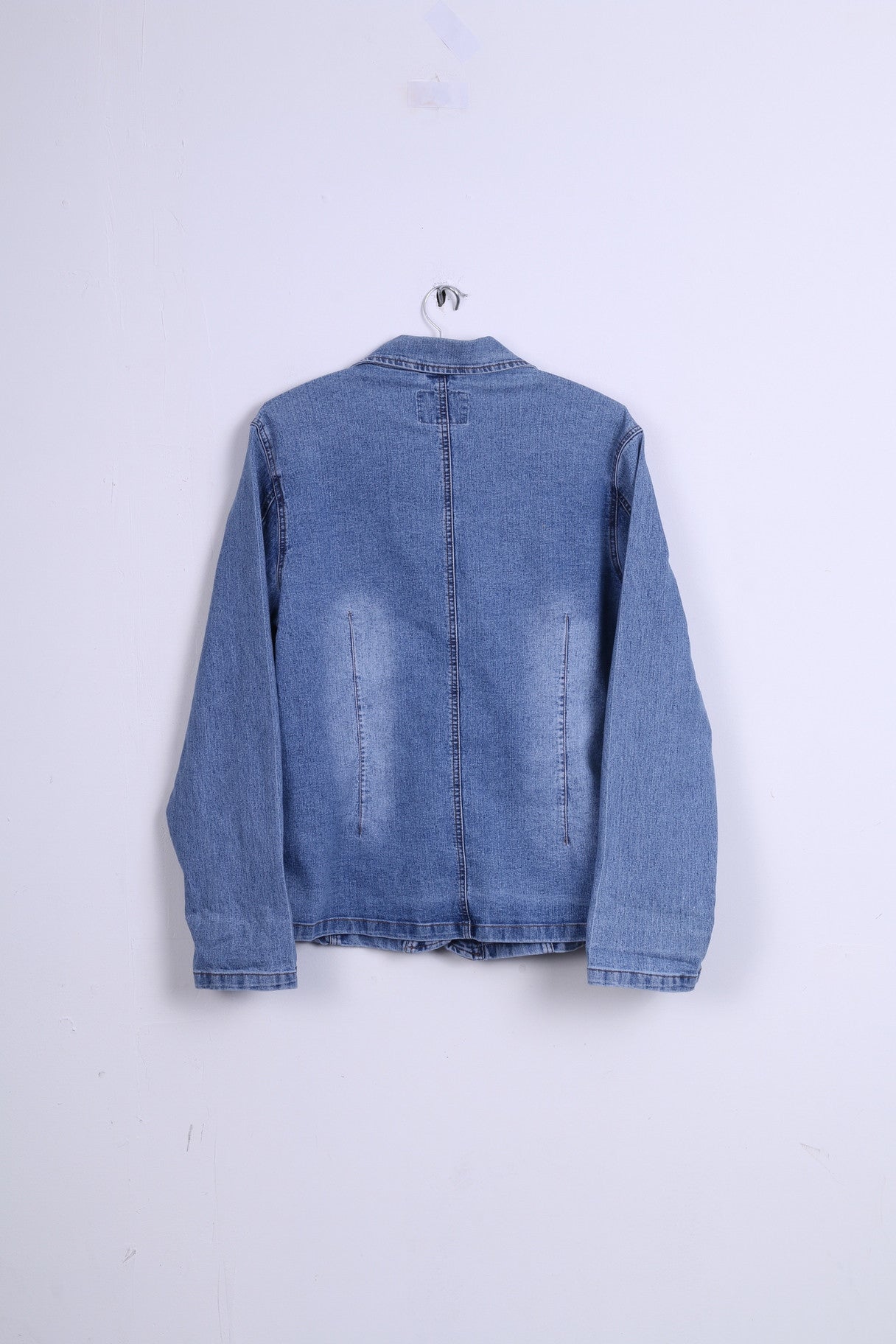 Giacca XL da donna di alta moda in jeans Giacca elasticizzata monopetto in denim blu
