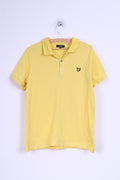 Lyle & Scott Vintage Mens L (S) Polo Shirt Yellow Cotton Slim Fit Detailed Buttons