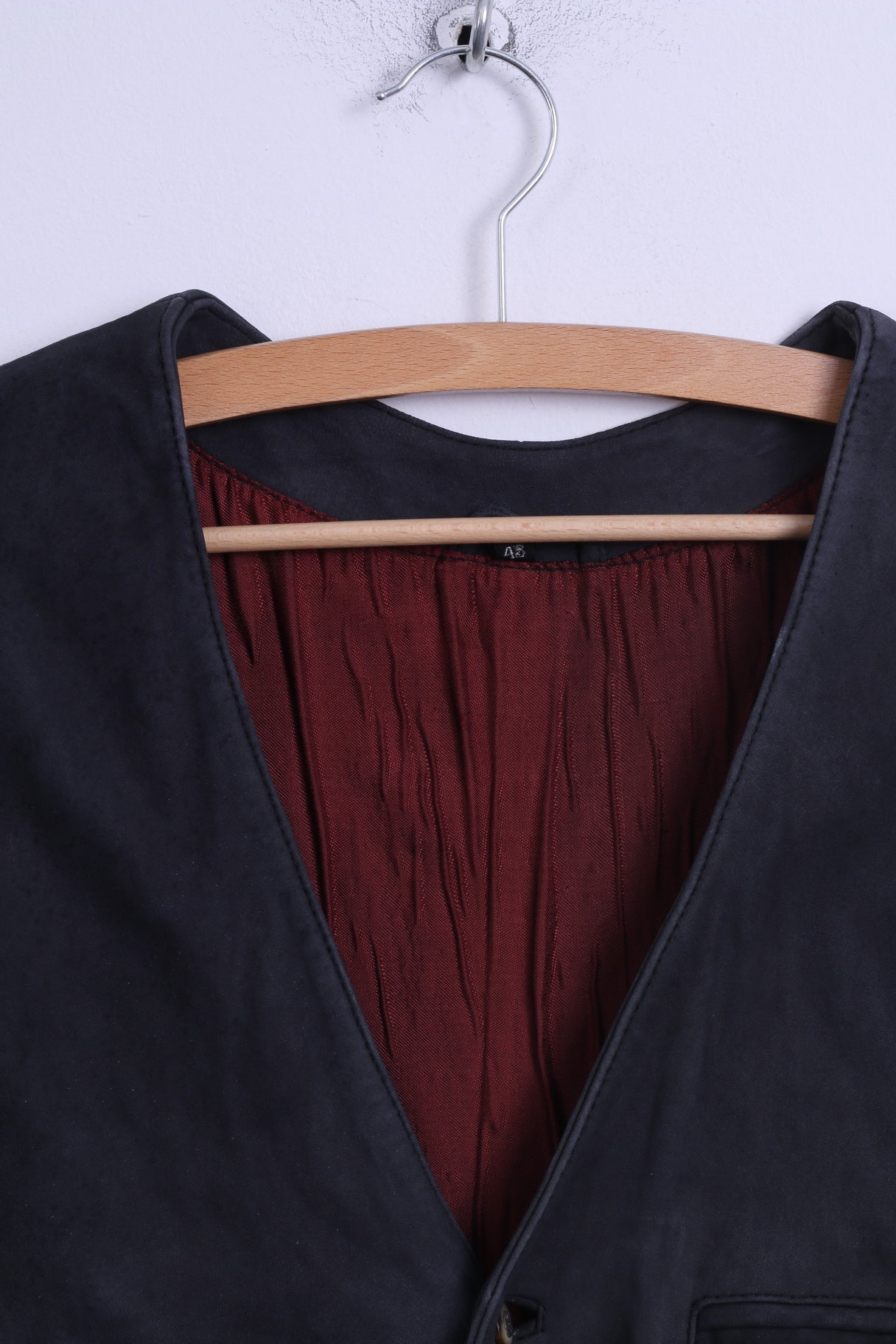 Tisze Ledermoden Gilet boutonné en cuir gris pour homme 48 S