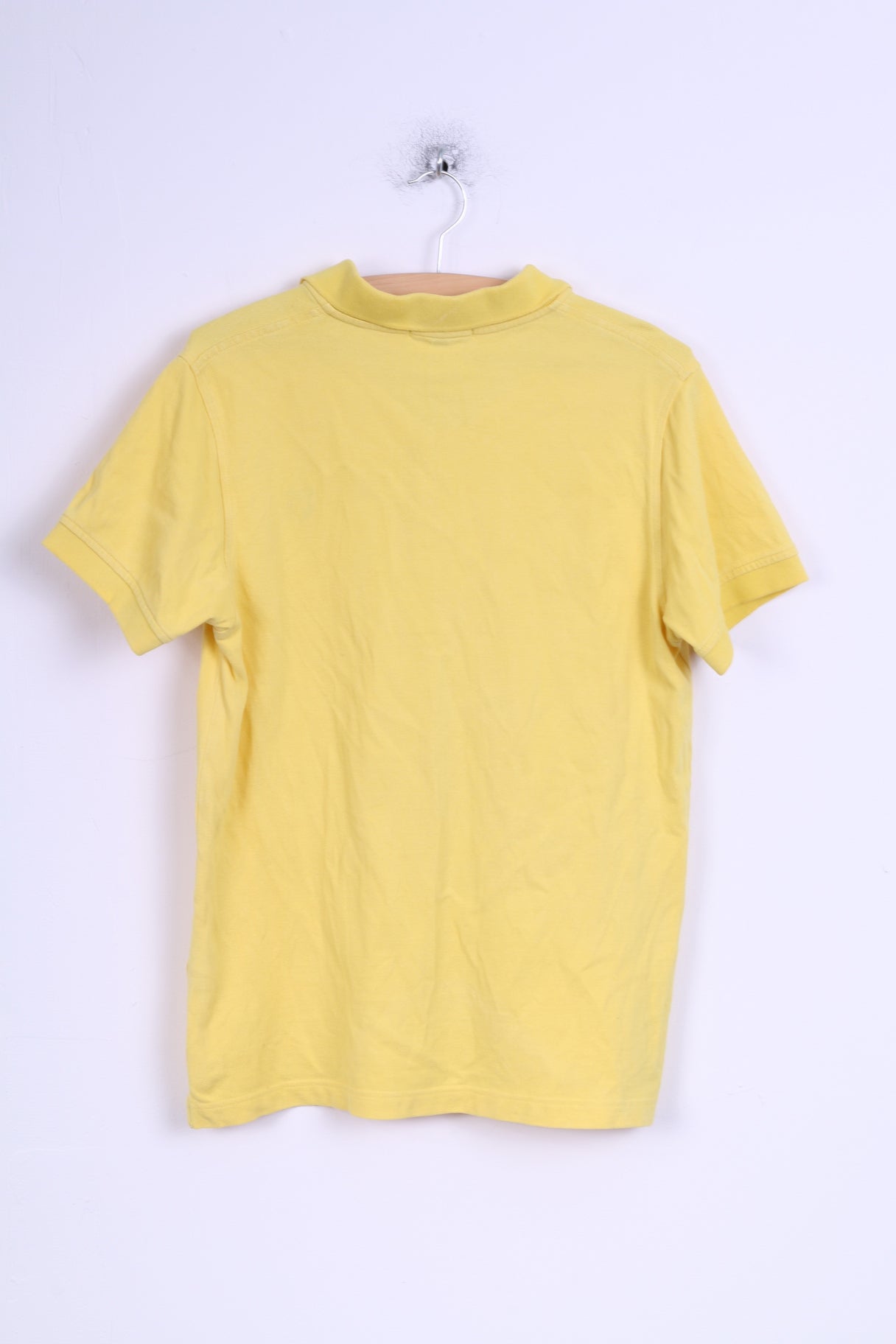 Lyle & Scott Vintage Mens L (S) Polo Shirt Yellow Cotton Slim Fit Detailed Buttons