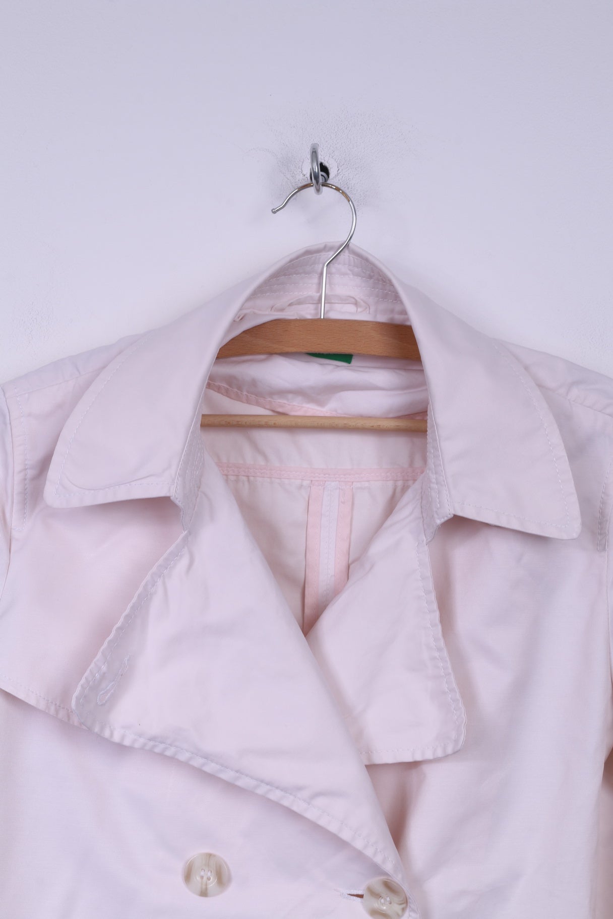 United Colors Of Benetton Womens 44 XL Jacket Double Breasted Light Pink Cotton