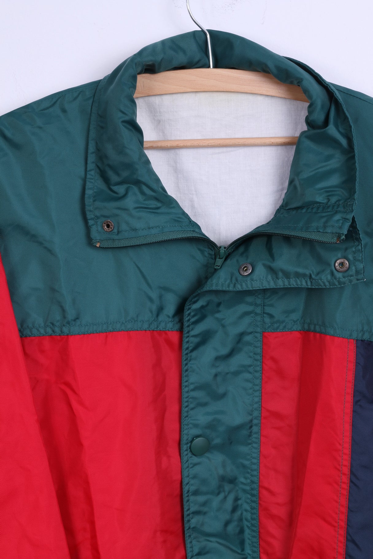 Shamp Mens M Rain Jacket Green Nylon Waterproof Zip Up Lightweight Top