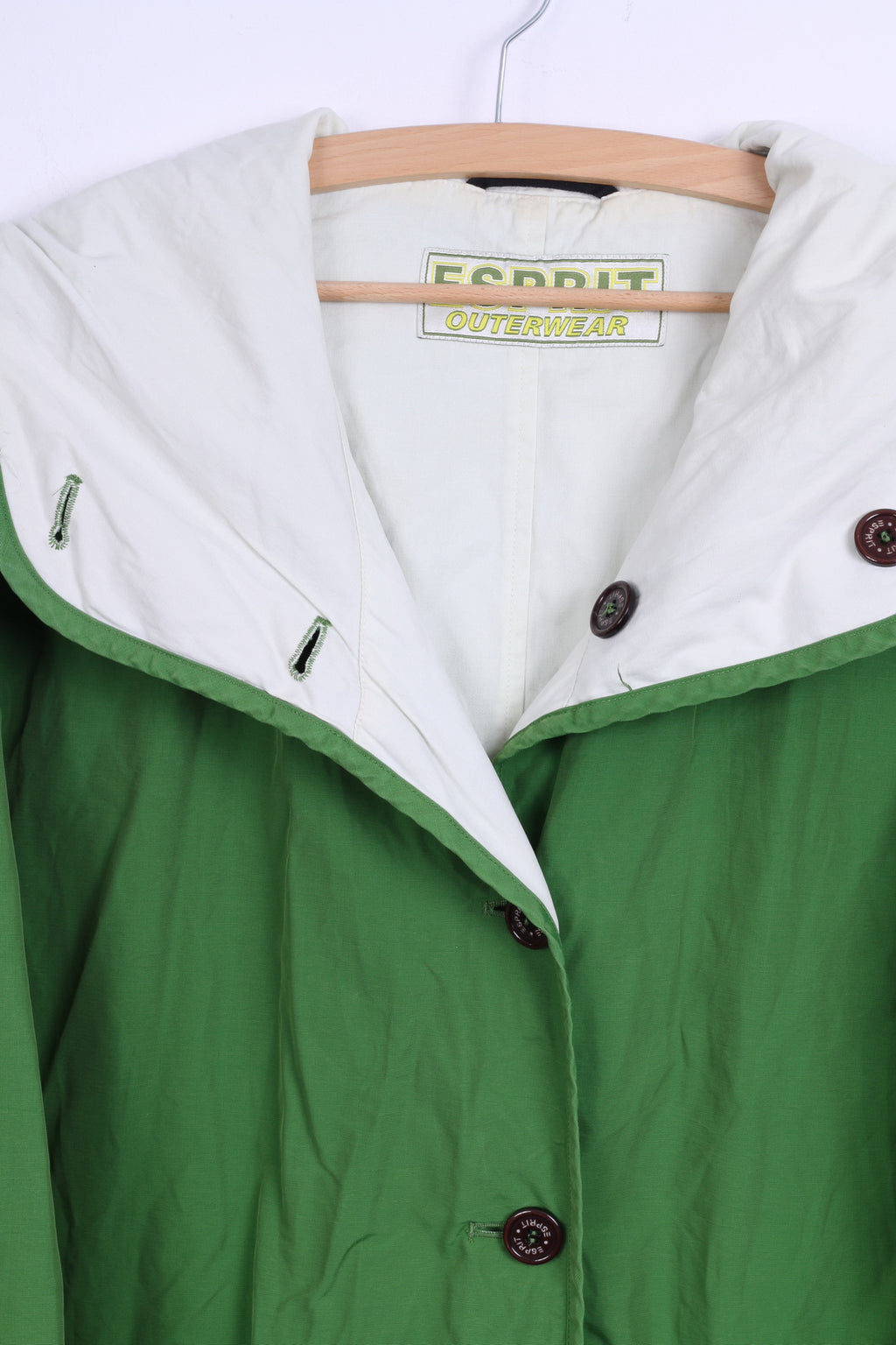 Esprit Veste XL pour femme Vert à capuche en nylon Sportswear Top Coat Boutons détaillés