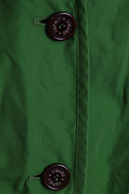 Esprit Womens XL Jacket Green Hooded Nylon Sportswear Top Coat Detailed Buttons
