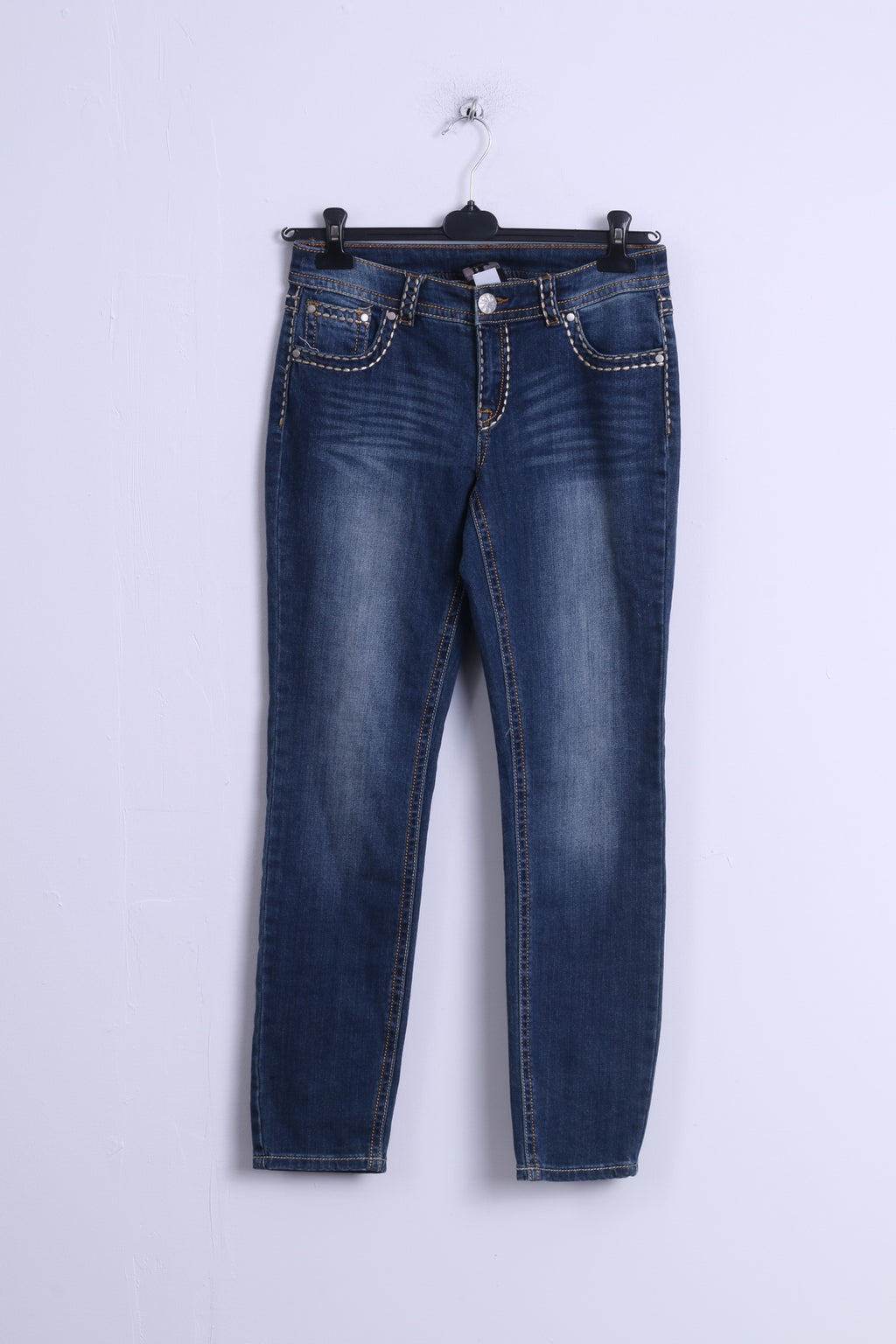 BC Womens 12 M Jeans Trousers Blue Denim Cotton Elastane Straight Leg