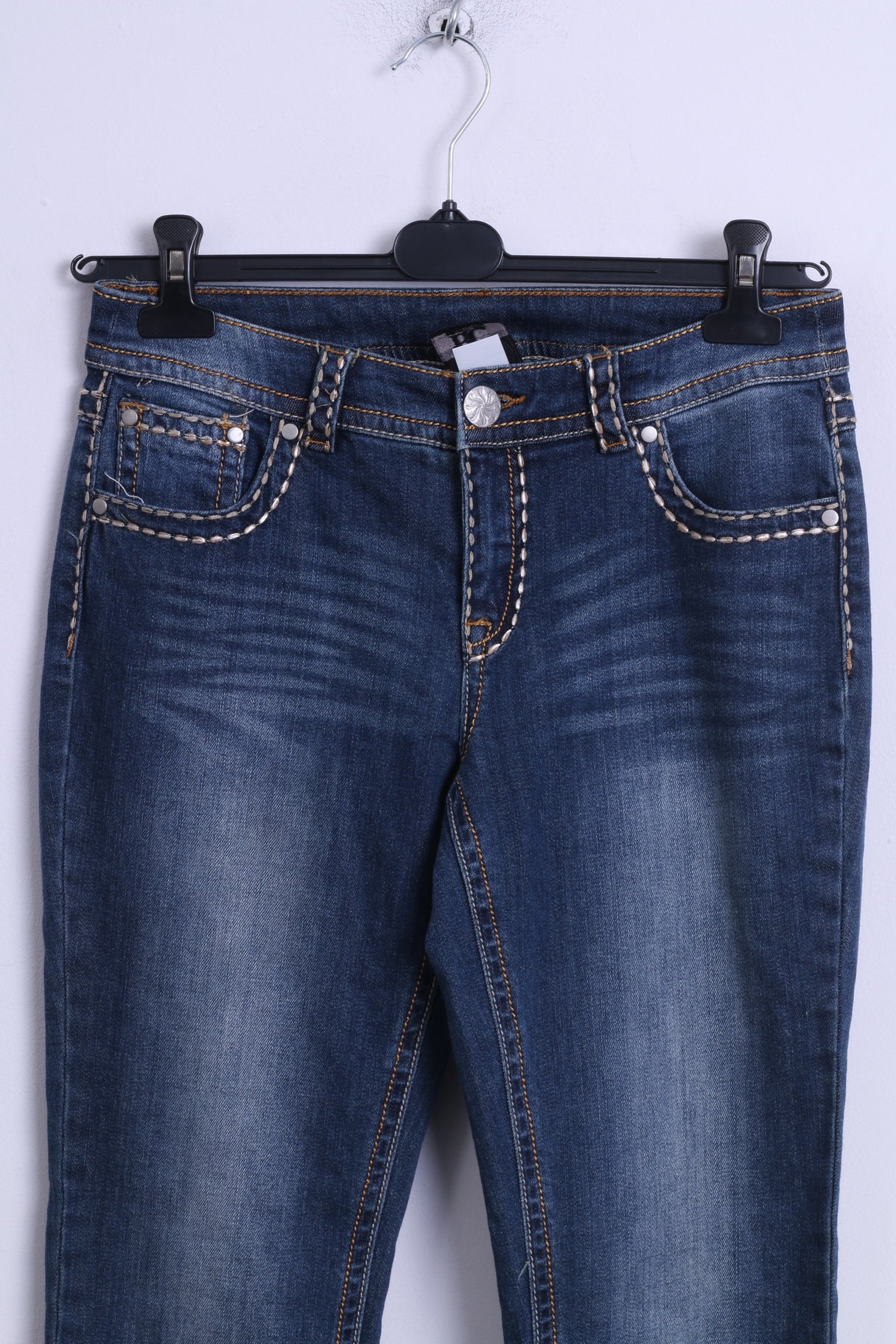 BC Womens 12 M Jeans Trousers Blue Denim Cotton Elastane Straight Leg