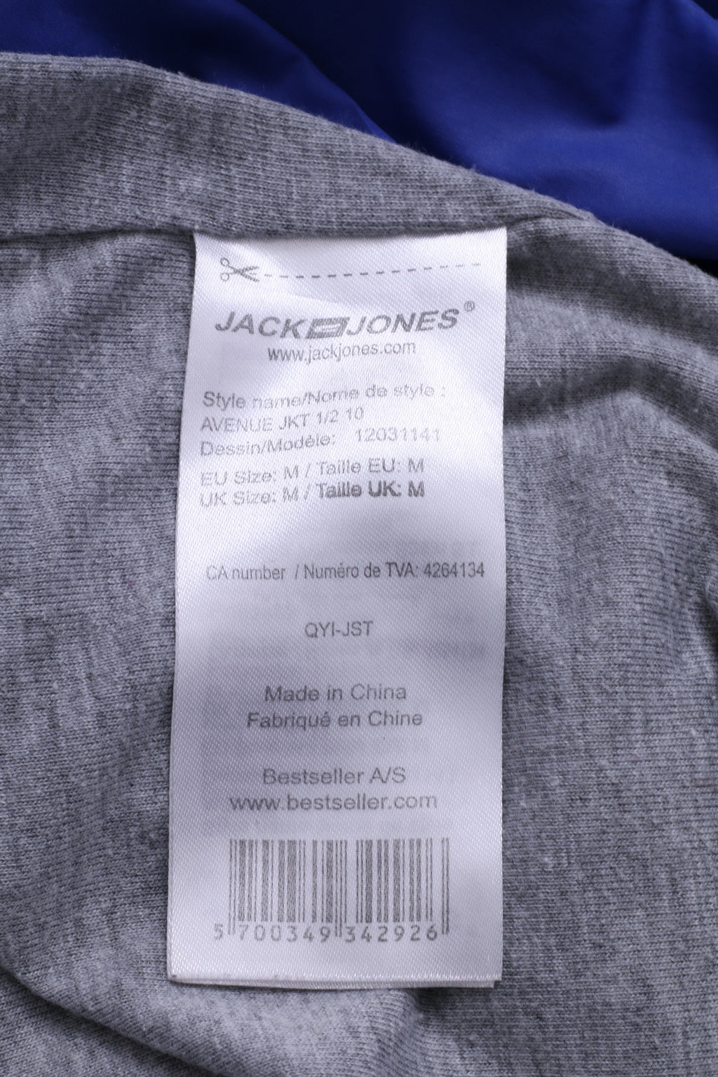 Jack &amp; Jones Giacca da uomo M Cobalto con cerniera Top JICORE