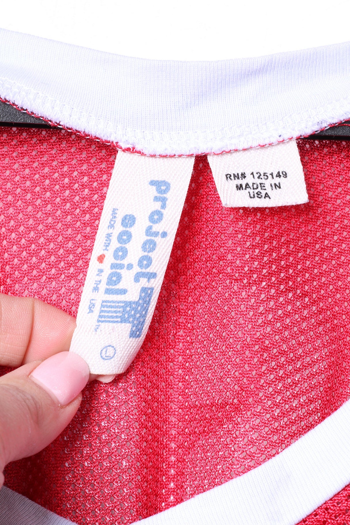 Project Social Mens L Shirt Red Mesh V Neck Boston #17 Jersey Made in USA