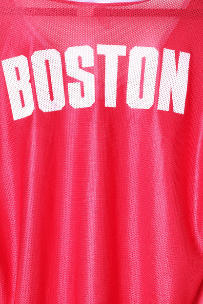 Project Social Chemise L pour homme en maille rouge col en V Boston #17 Jersey fabriqué aux États-Unis