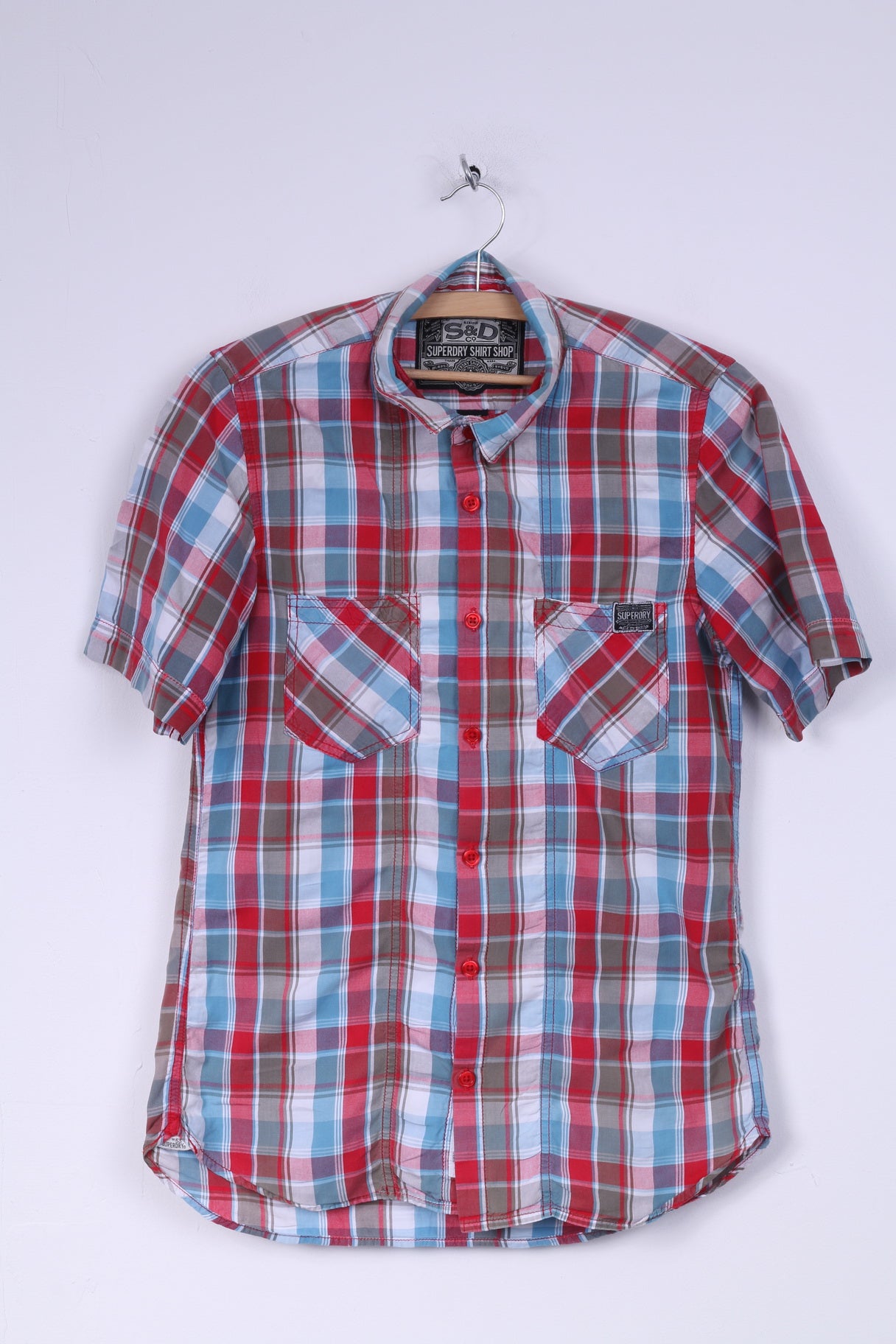 Camicia casual da uomo L Superdry a maniche corte a quadri multi