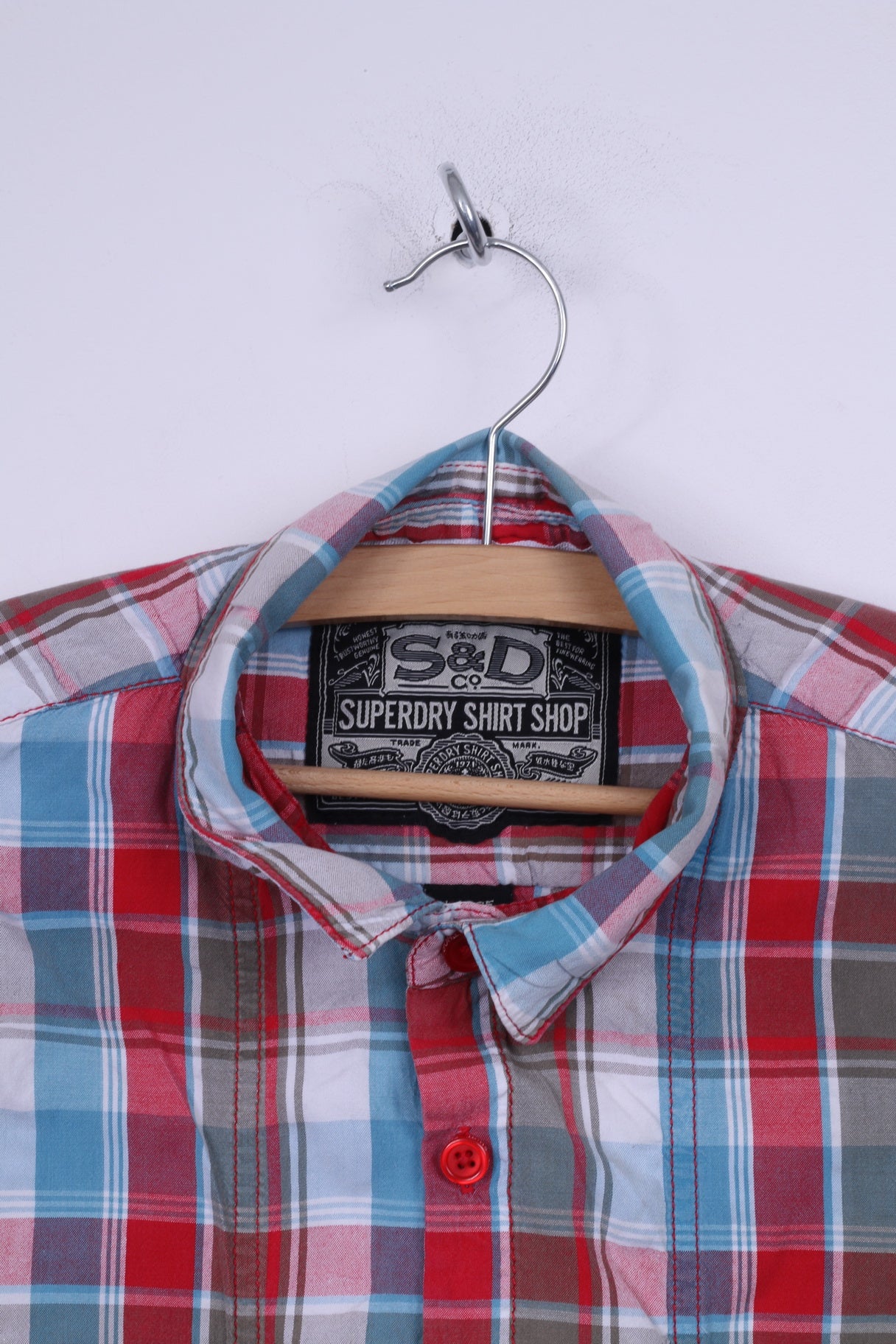 Camicia casual da uomo L Superdry a maniche corte a quadri multi