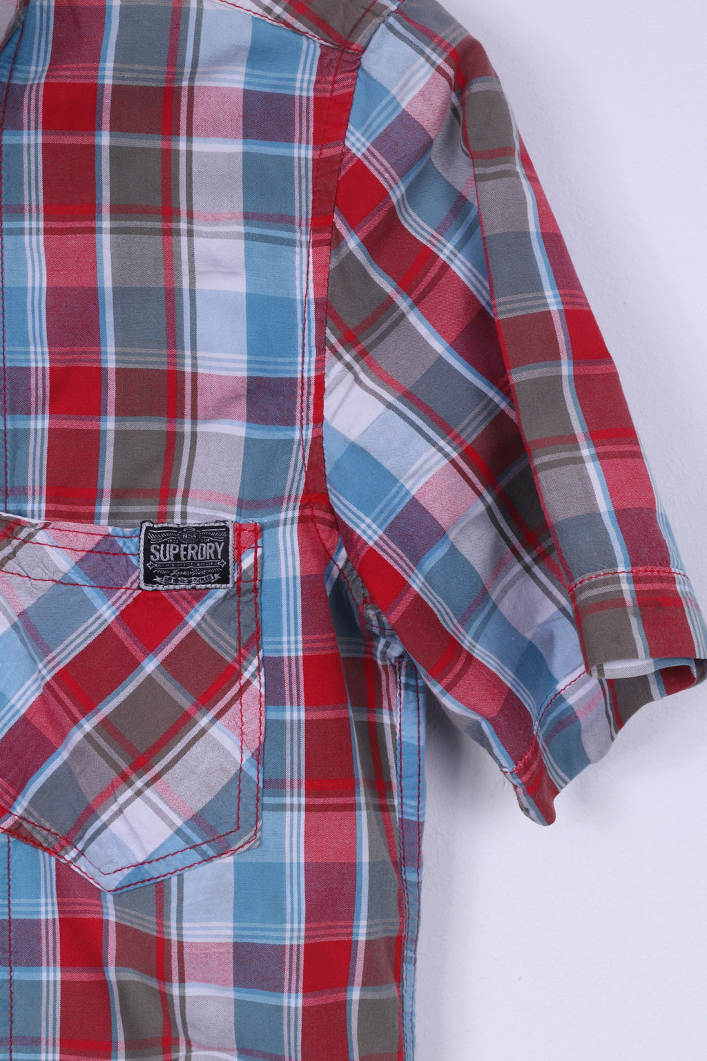 Camicia casual da uomo L Superdry a maniche corte a quadri multi