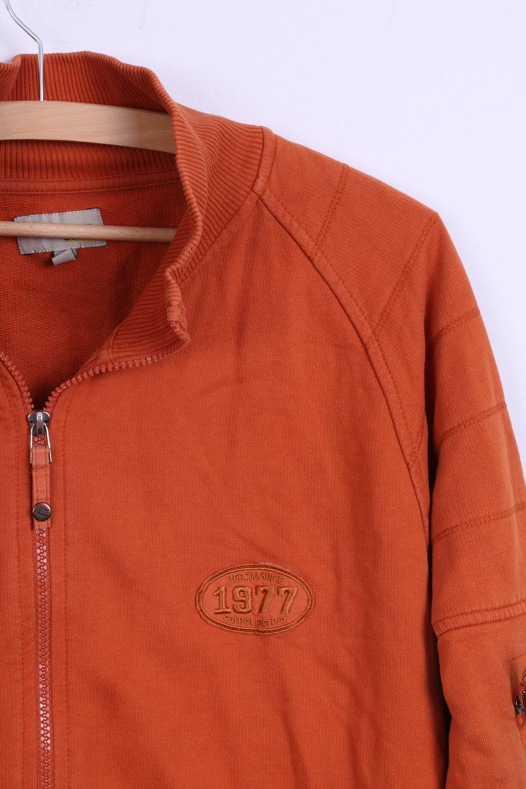 Camel Active Sweat-shirt L pour homme en coton orange avec fermeture éclair