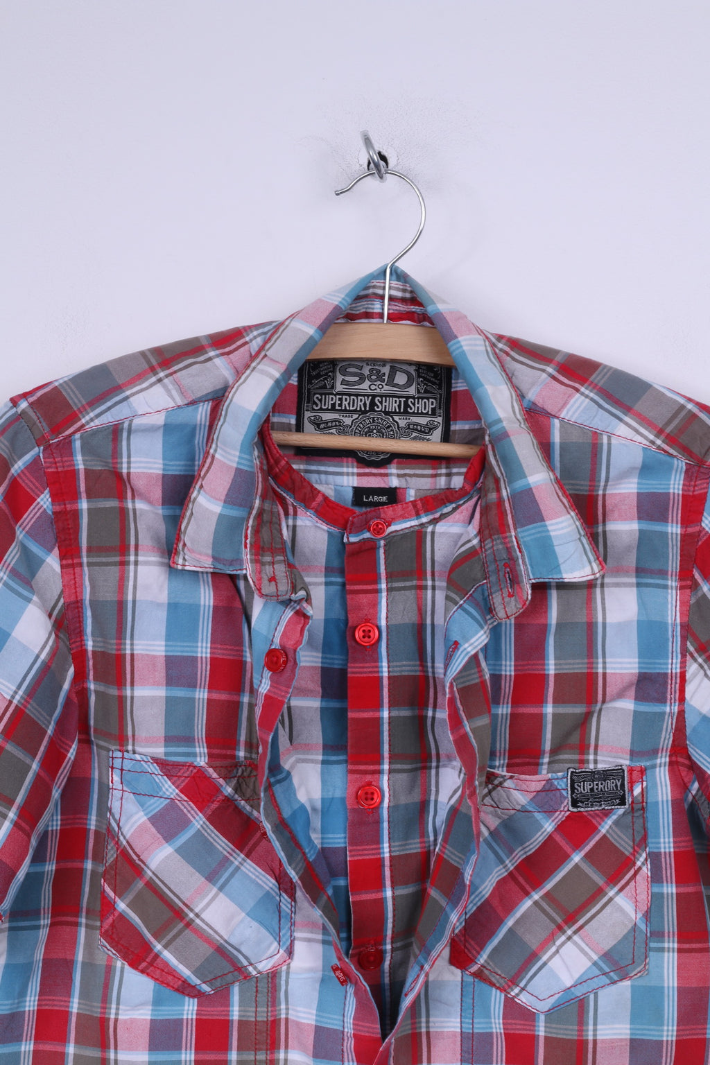 Camicia casual da uomo L Superdry a maniche corte a quadri multi