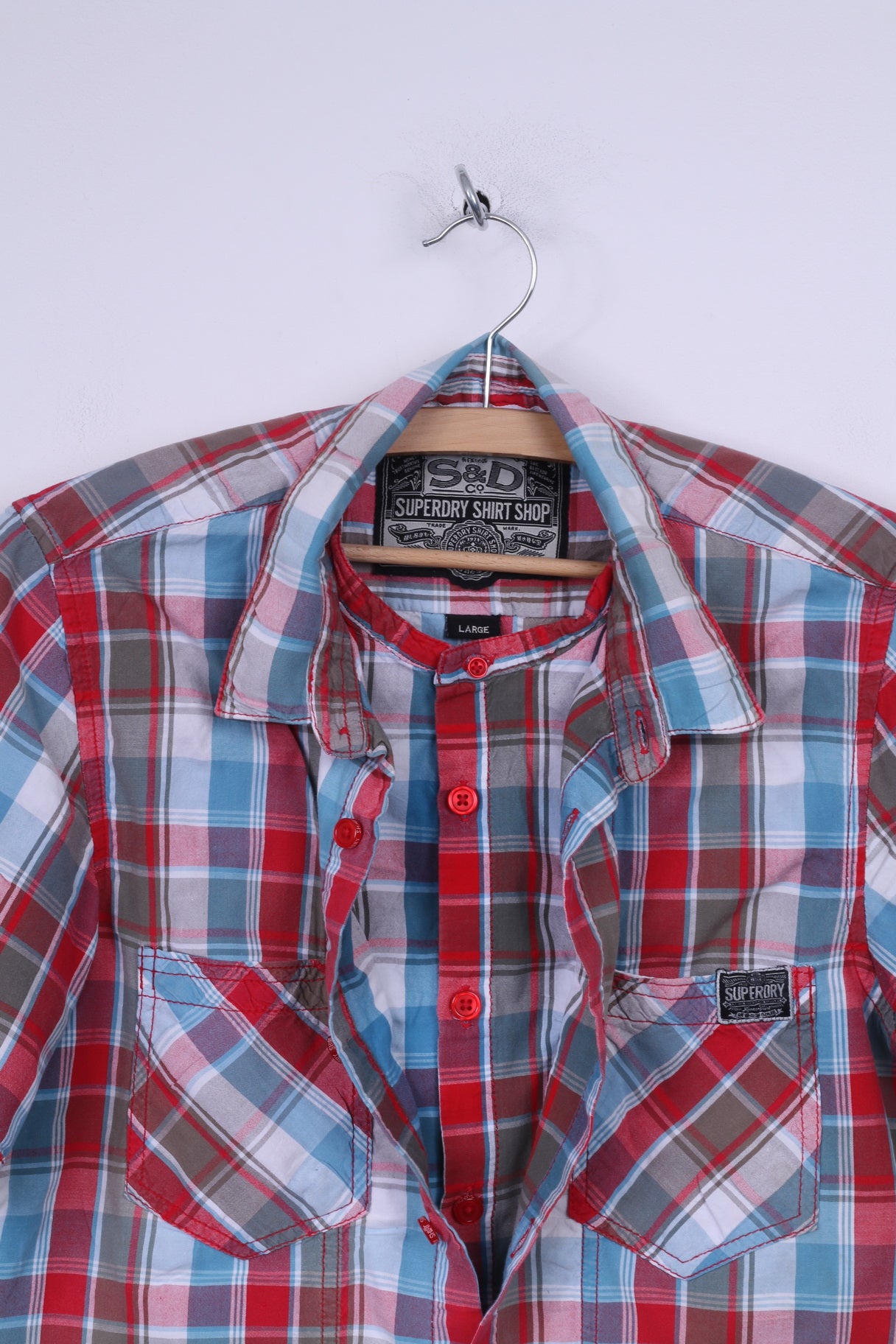 Camicia casual da uomo L Superdry a maniche corte a quadri multi