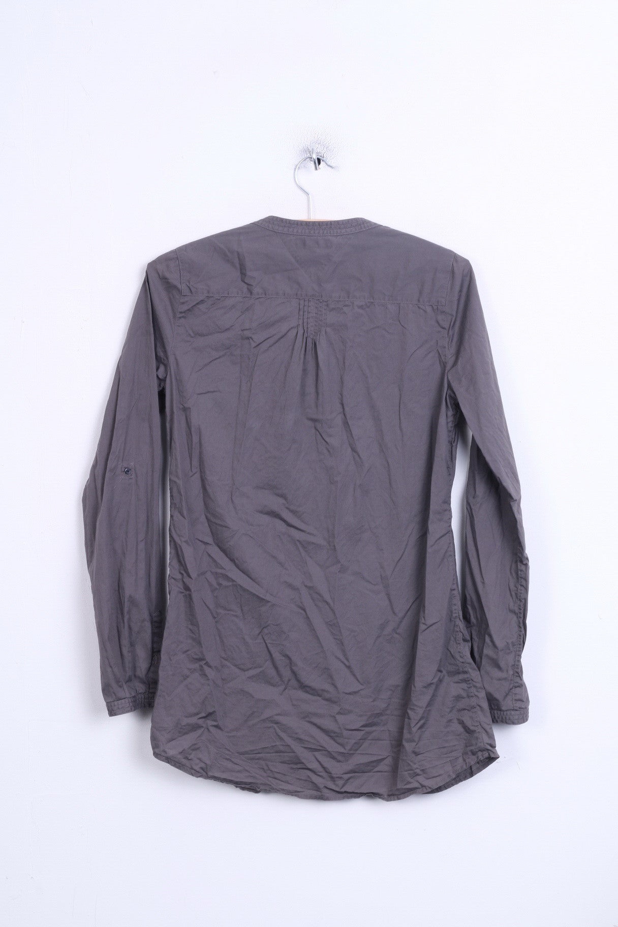 Tommy Hilfiger Womens 4 M Casual Shirt Grey V Neck Blouse - RetrospectClothes