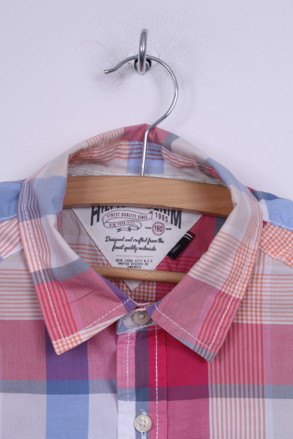 Hilfiger Denim Chemise Casual Homme Rose Manches Courtes Carreaux