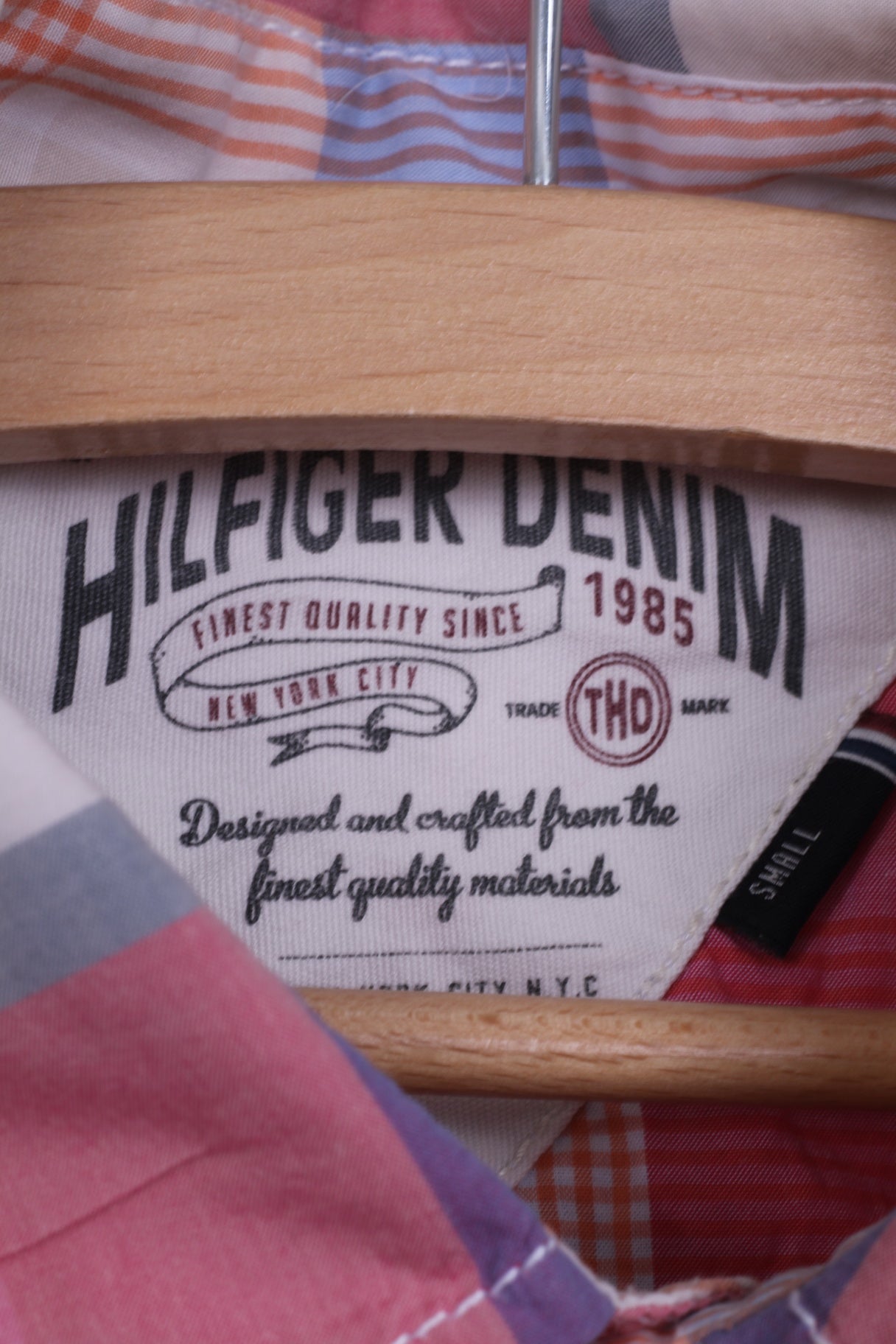 Hilfiger Denim Chemise Casual Homme Rose Manches Courtes Carreaux