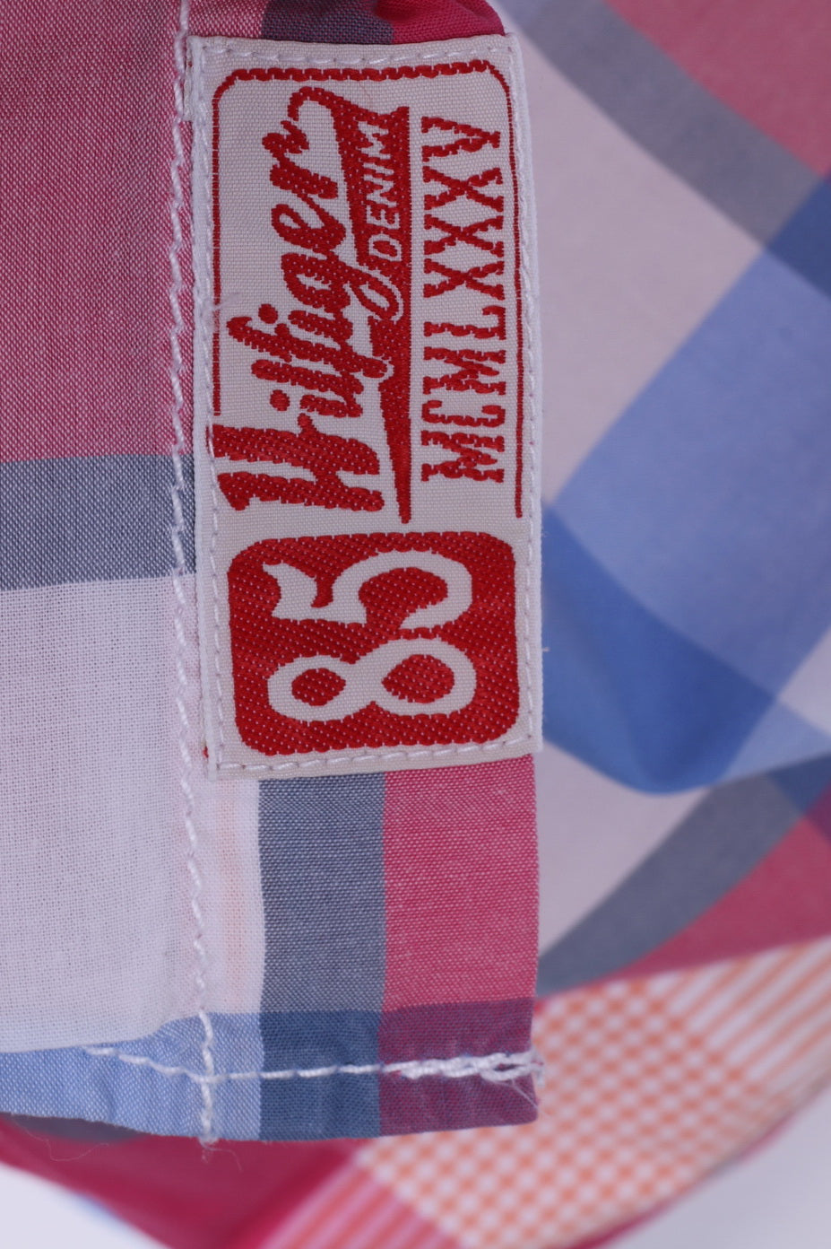 Hilfiger Denim Chemise Casual Homme Rose Manches Courtes Carreaux