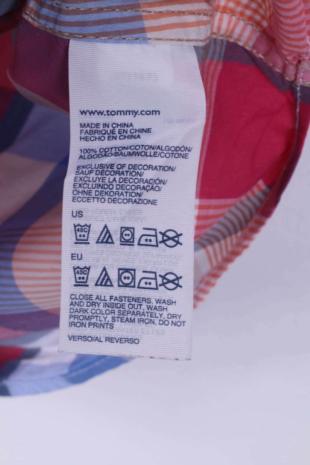 Hilfiger Denim Chemise Casual Homme Rose Manches Courtes Carreaux