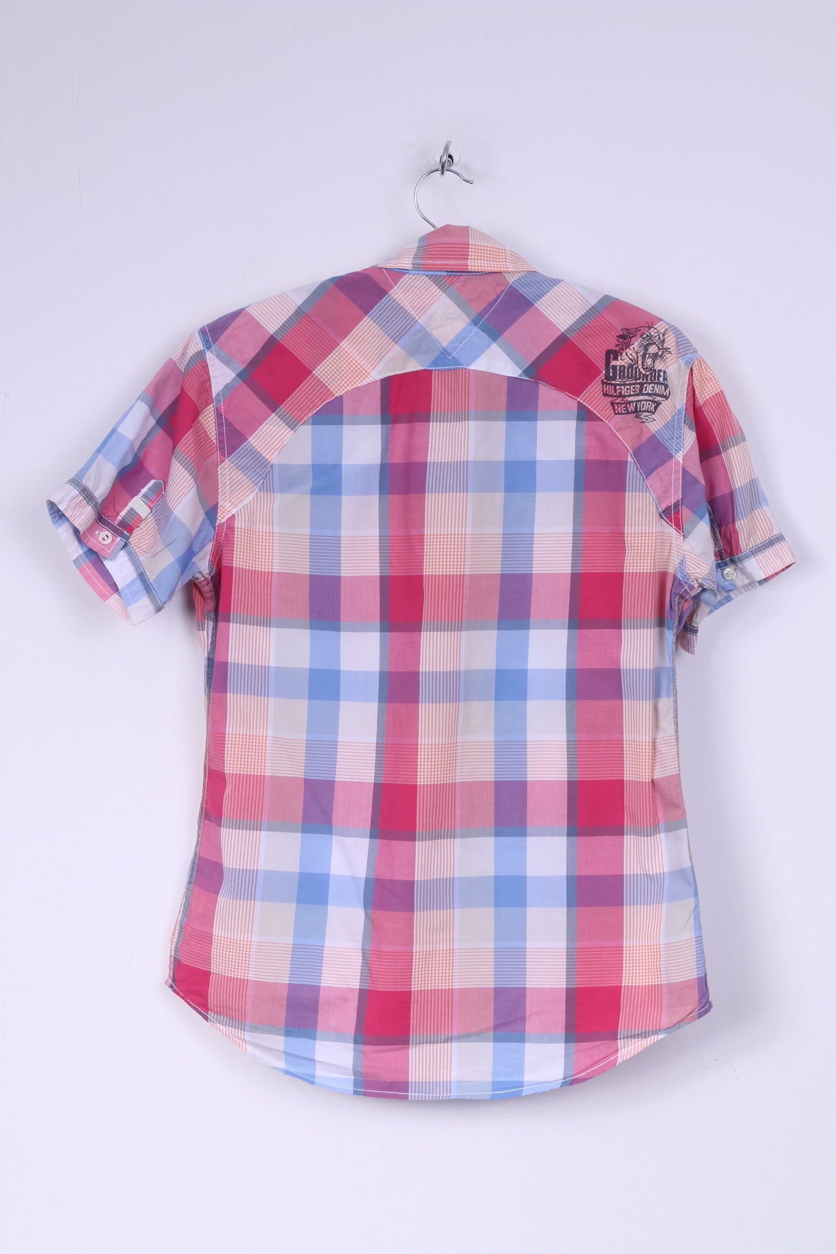 Hilfiger Denim Chemise Casual Homme Rose Manches Courtes Carreaux