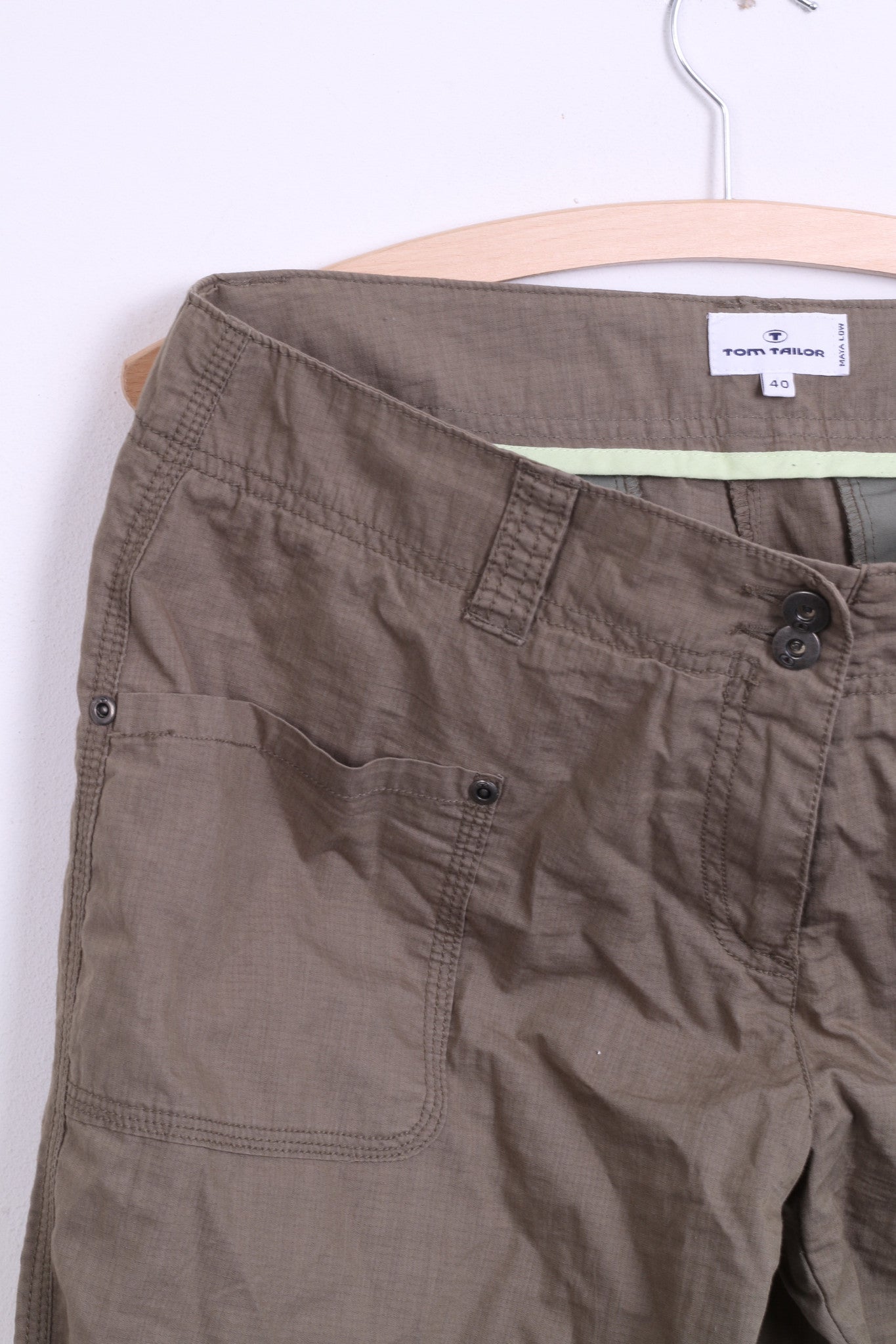 Tom Tailor Womens Trousers W40 L32 Cotton Green Maya Low - RetrospectClothes