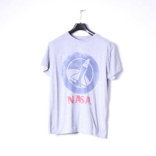 Cedar Wood State T-shirt L (M) pour hommes, en coton gris, graphique NASA, haut ajusté