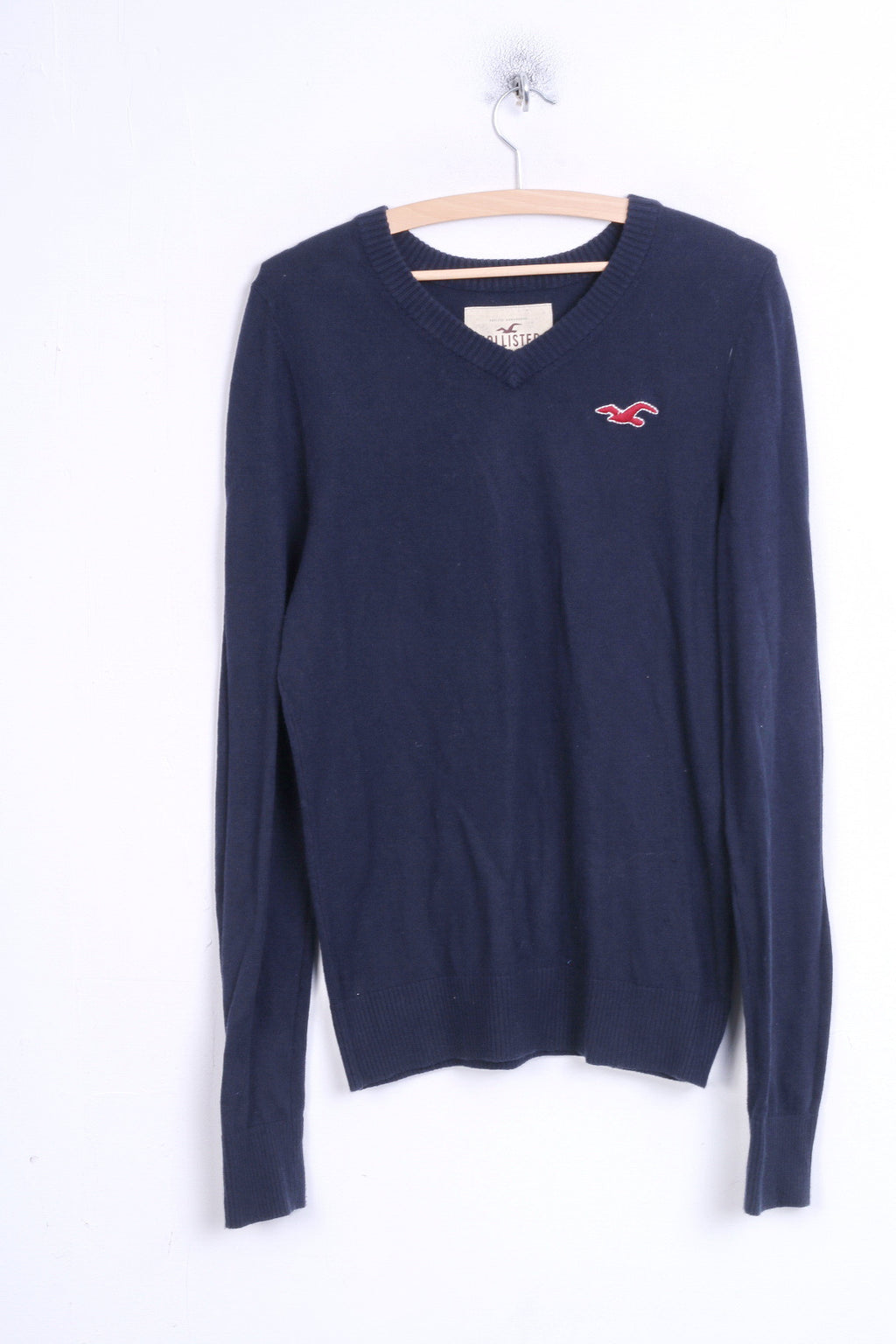 Hollister California Pull M Jumper V Neck Homme Bleu Foncé Laine