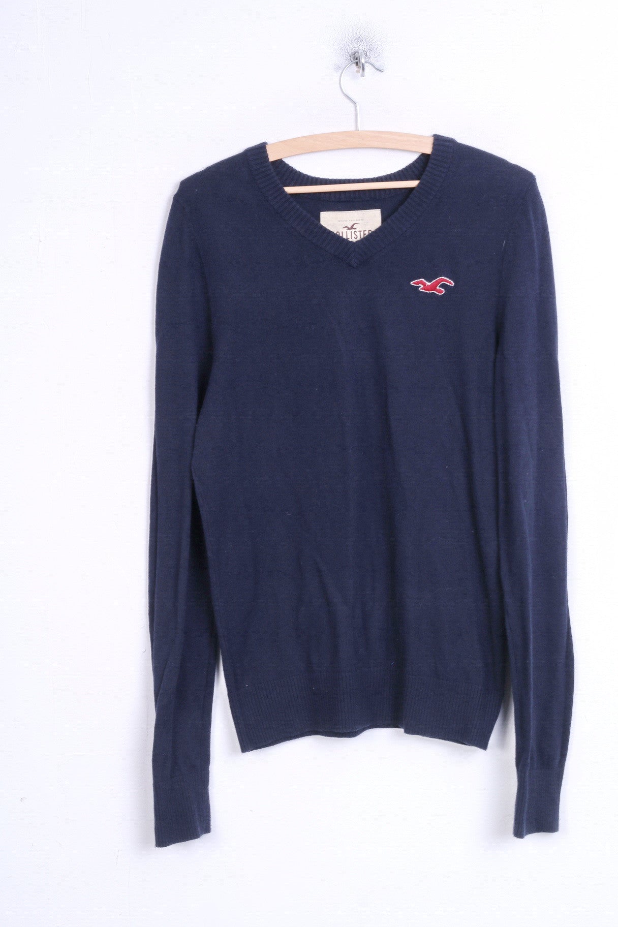 Hollister California Pull M Jumper V Neck Homme Bleu Foncé Laine
