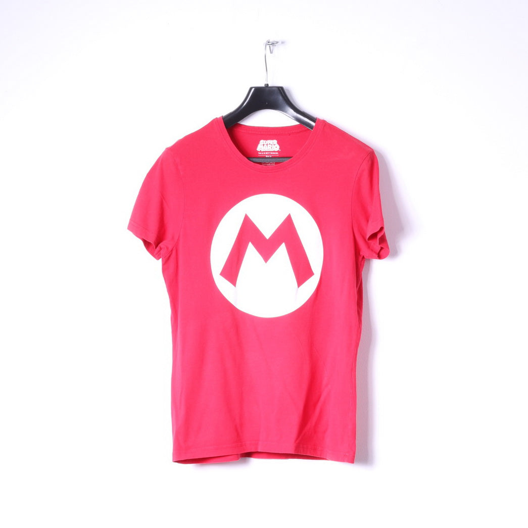 Super Mario Womens M Shirt Red Cotton Nintendo Logo Stretch Top