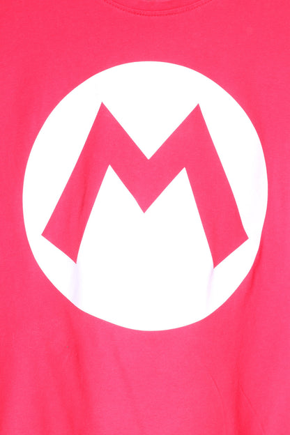 Super Mario Womens M Shirt Red Cotton Nintendo Logo Stretch Top
