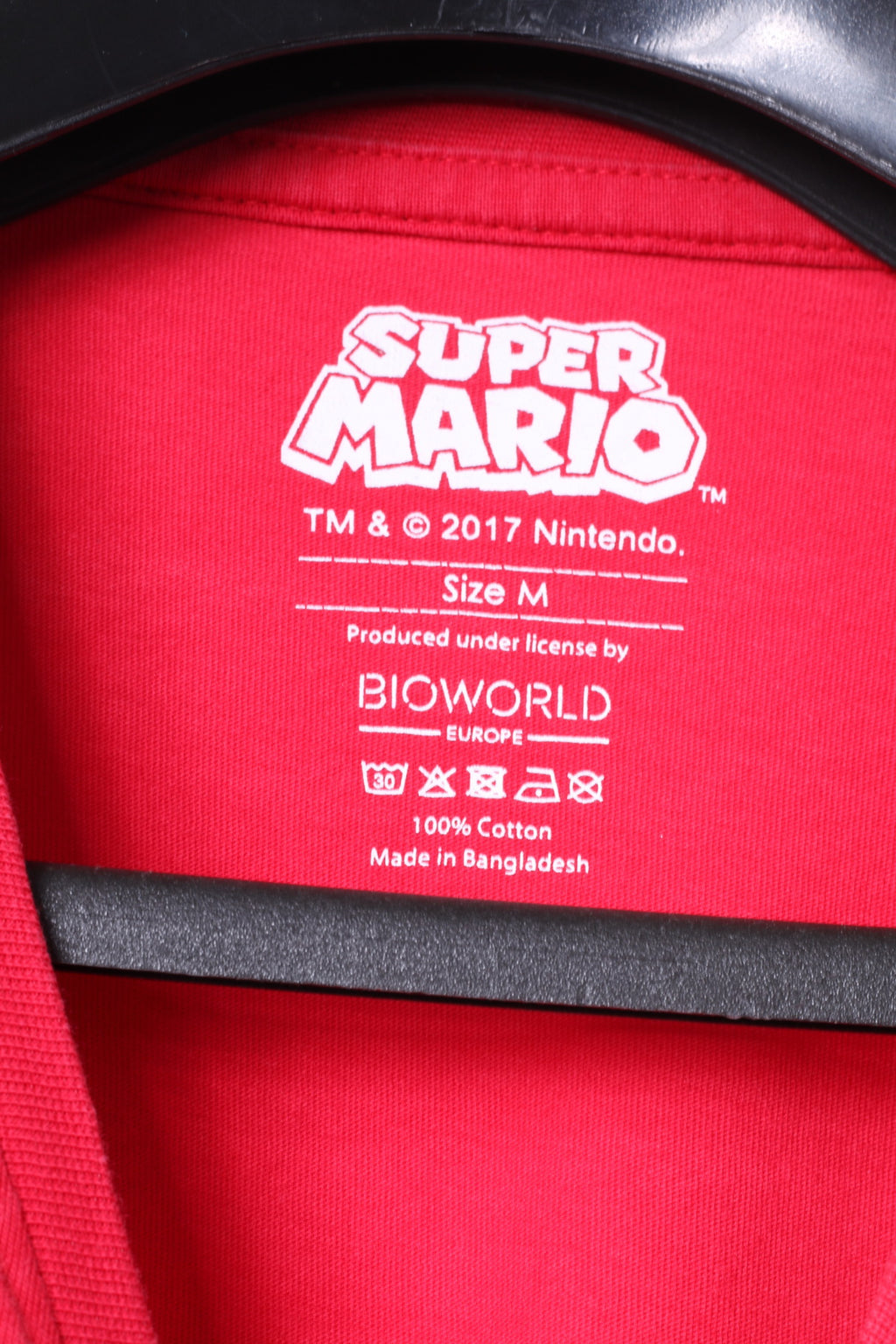 Super Mario Womens M Shirt Red Cotton Nintendo Logo Stretch Top