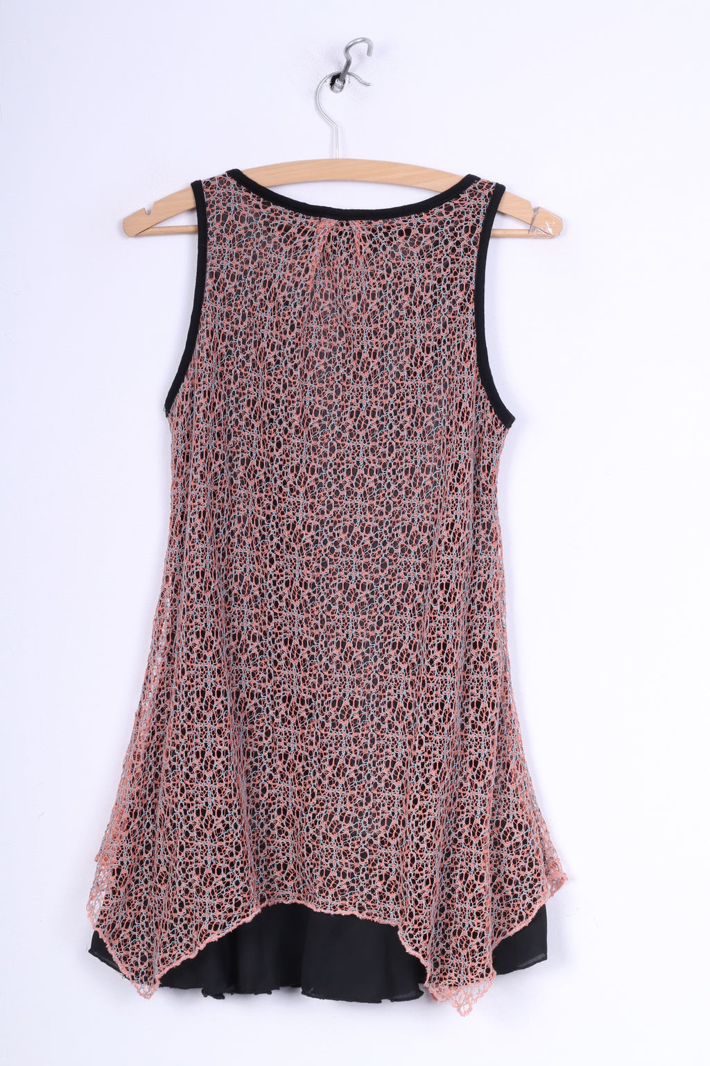 Stella Morgan Womens 8 S Tunic Shirt Mesh Pink/Black Sleeveless Nylon Summer Top Boho