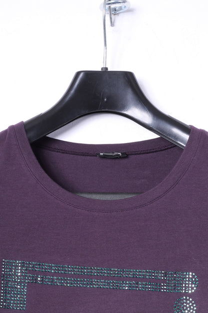Camicia a maniche lunghe Pirelli da donna, top viola elasticizzato girocollo con logo