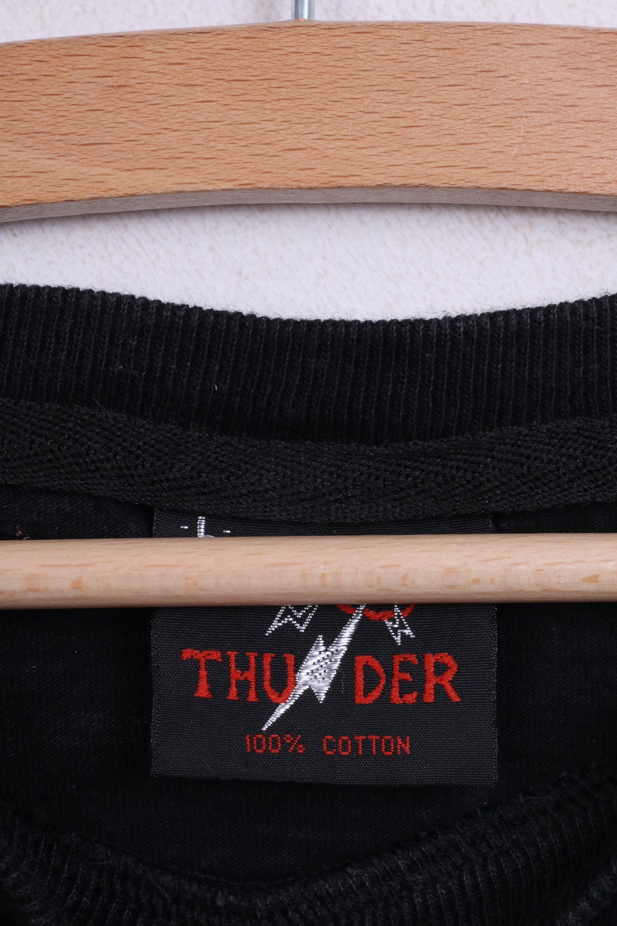 Thunder Mens L T-Shirt Noir Coton Ras Du Cou Stratovarius Infinite Top