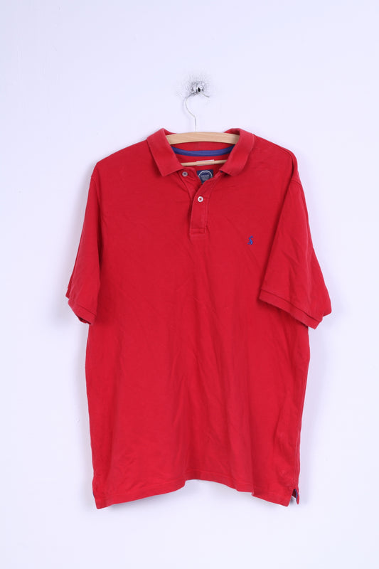 Joules Mens XL Polo Shirt Red Cotton Classic Fit