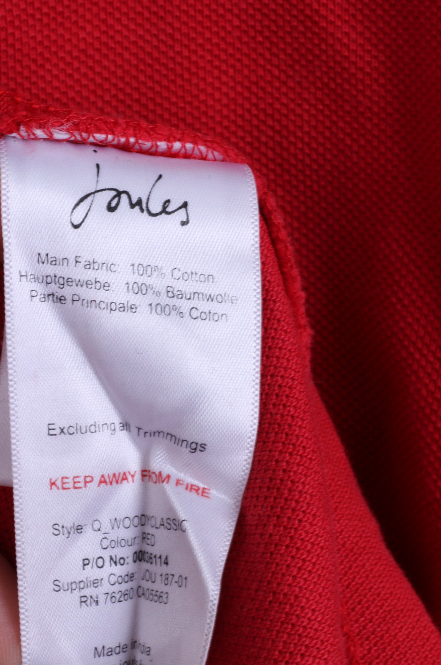 Joules Mens XL Polo Shirt Red Cotton Classic Fit
