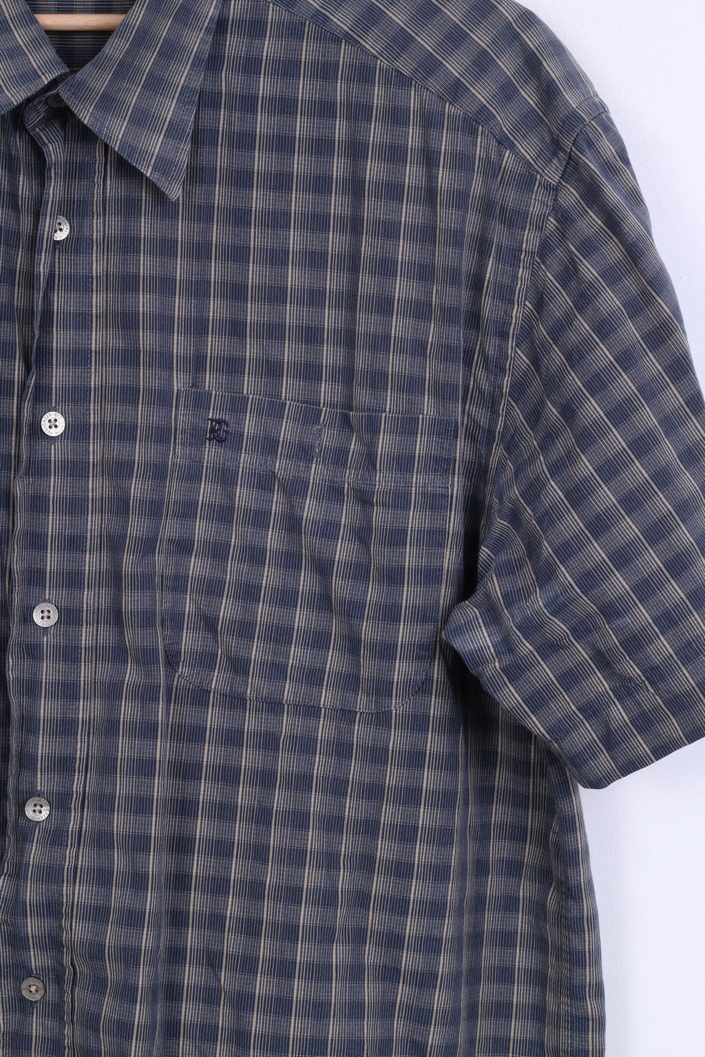 RED GREEN Chemise décontractée pour homme en coton bleu à manches courtes