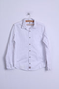 Timberland Boys 16 age 176 Casual Shirt White Organic Cotton Detailed Buttons Long Sleeve