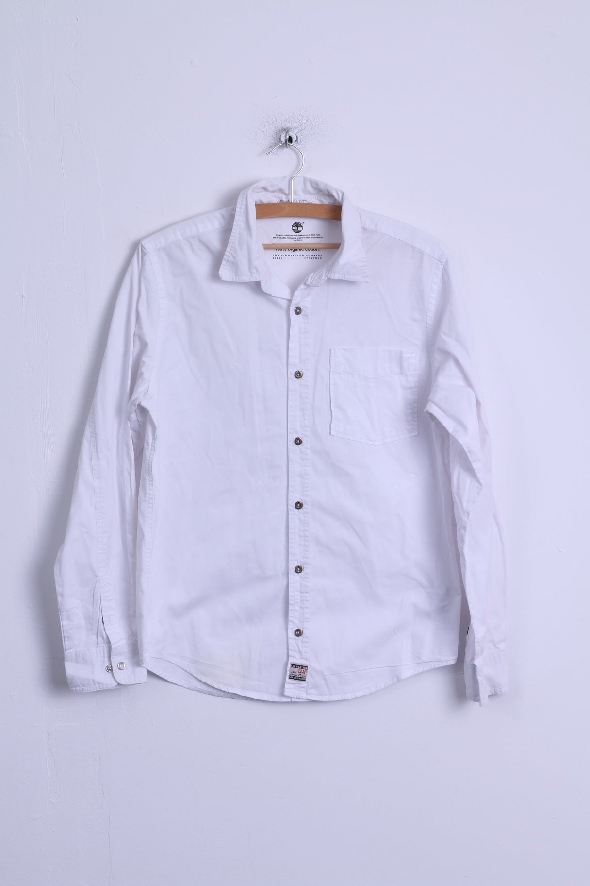 Timberland Ragazzi 16 anni 176 Camicia casual Bianca in cotone organico con bottoni dettagliati Manica lunga