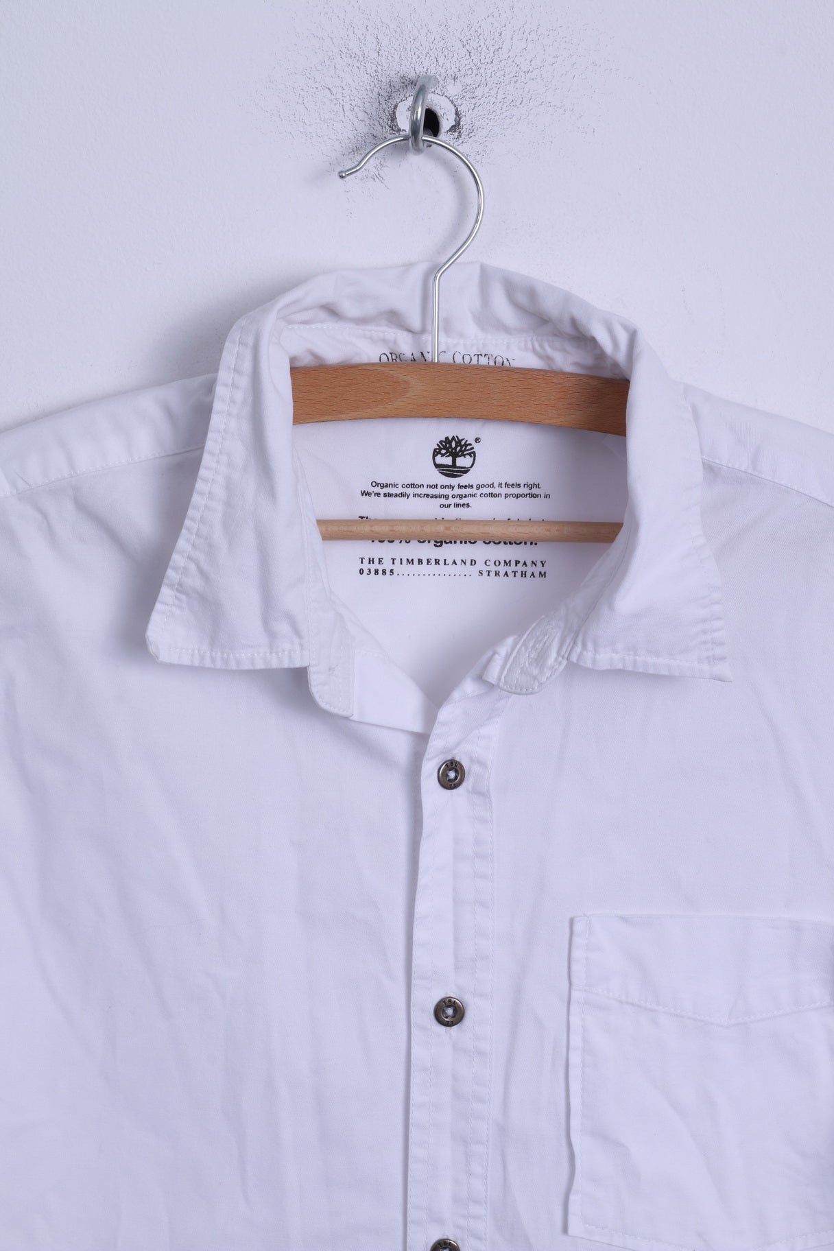 Timberland Boys 16 age 176 Casual Shirt White Organic Cotton Detailed Buttons Long Sleeve