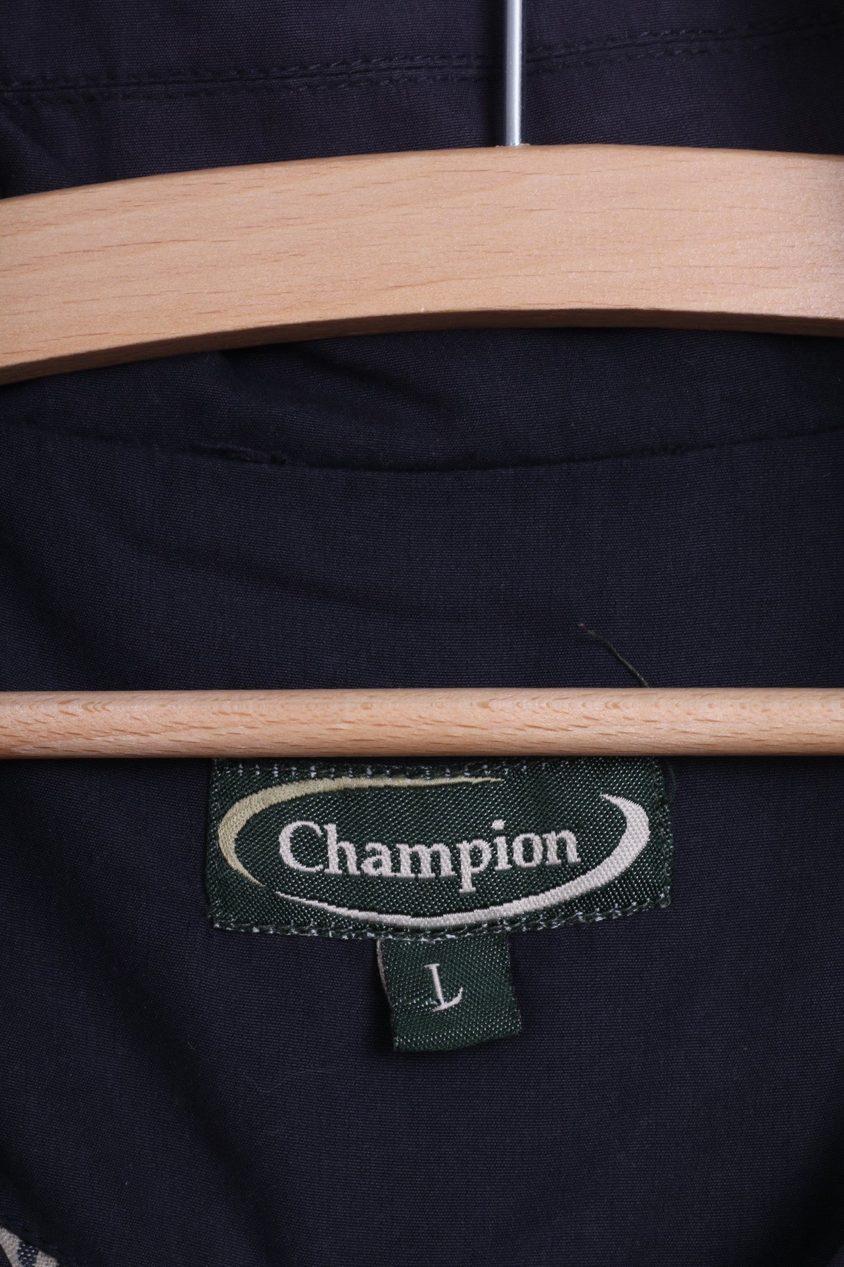 Champion Men L Jacket Beige Stand-Up Collar Full Zipper Harrington Top