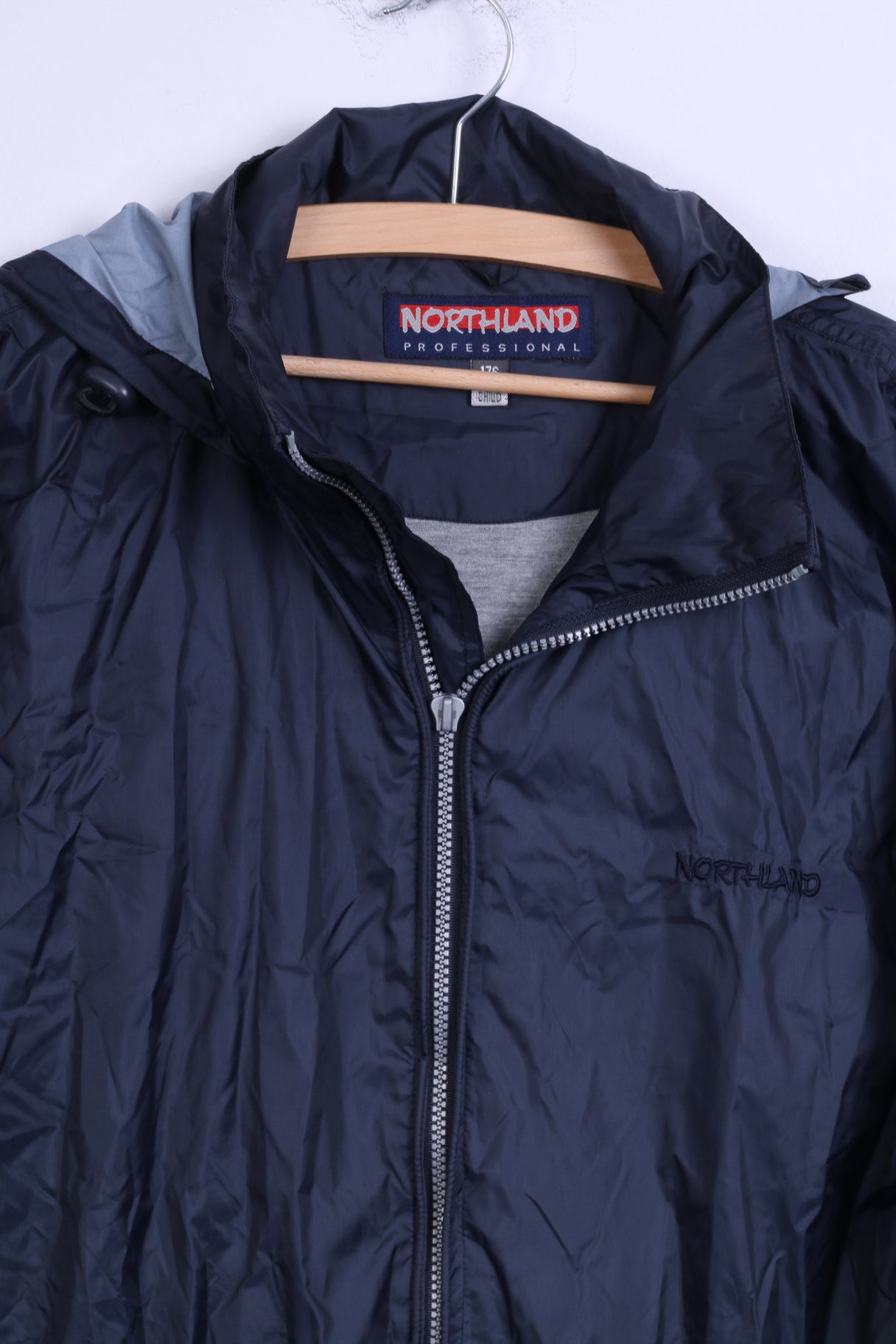 Northland Veste 176 M pour homme en nylon bleu marine imperméable à capuche avec fermeture éclair