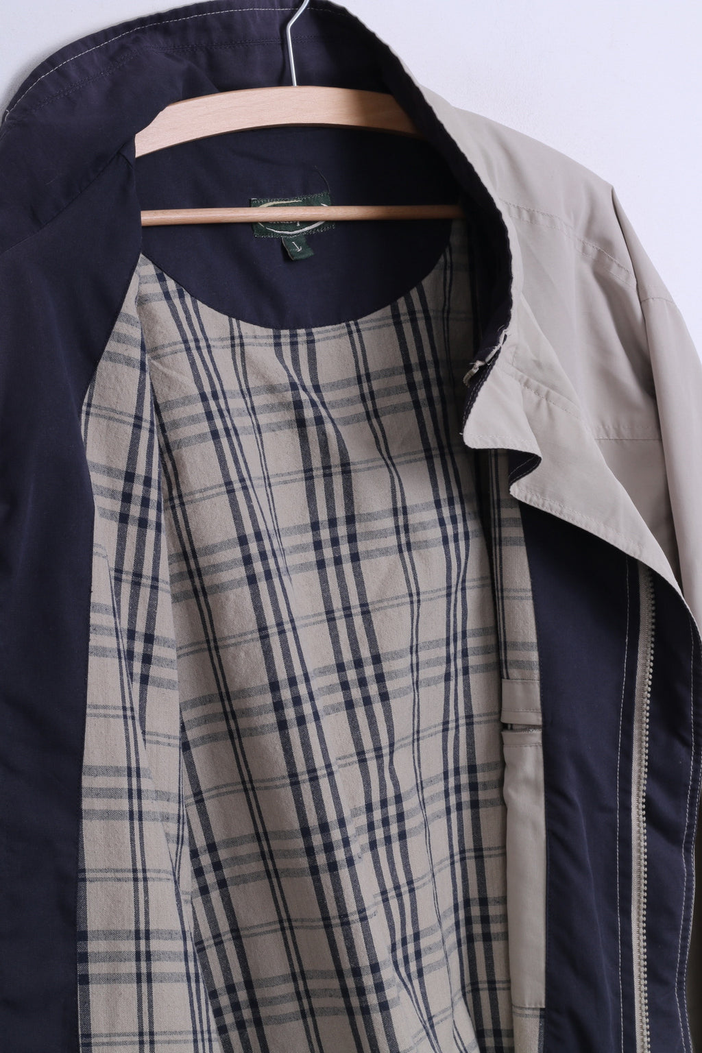 Champion Men L Jacket Beige Stand-Up Collar Full Zipper Harrington Top