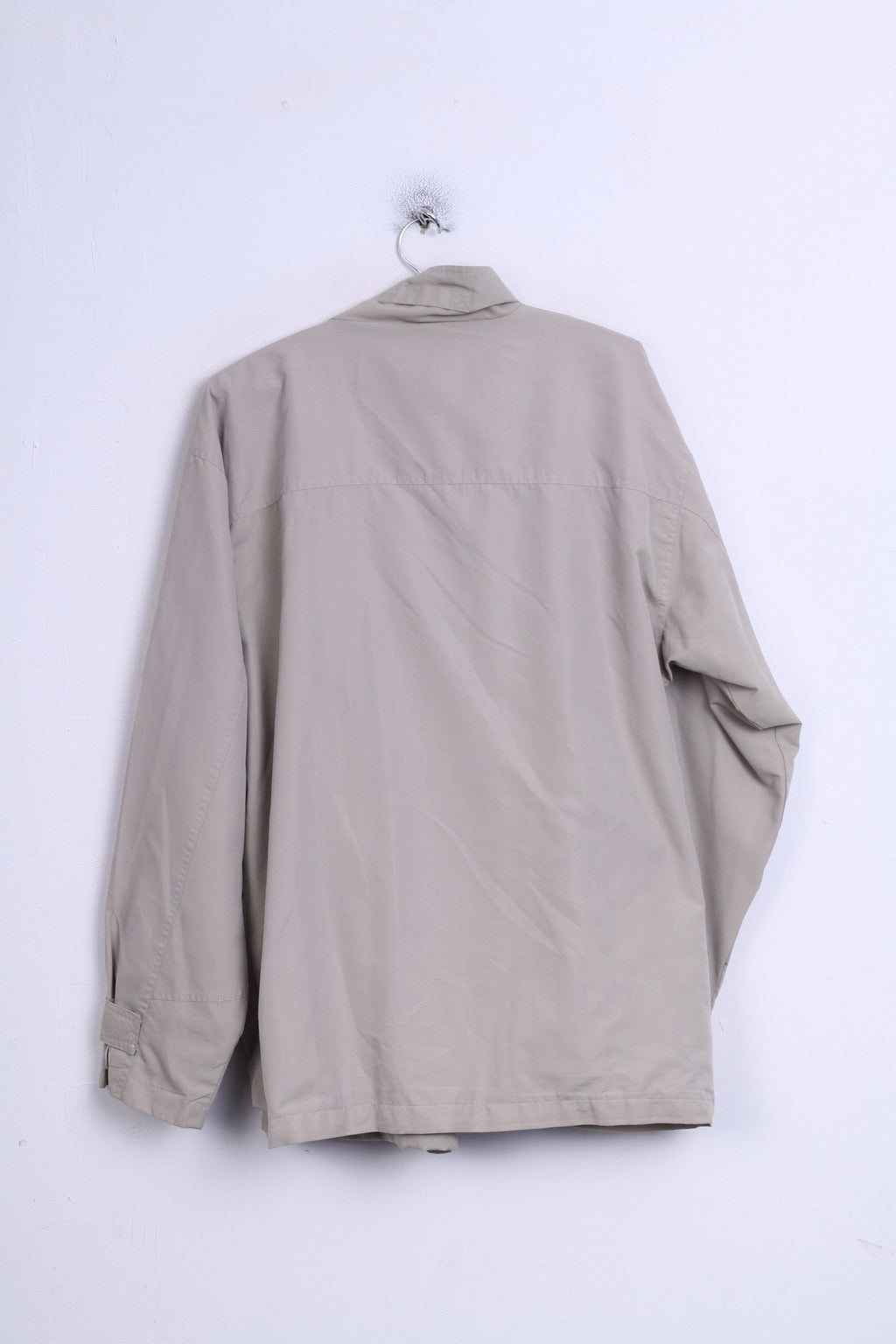 Champion Men L Jacket Beige Stand-Up Collar Full Zipper Harrington Top