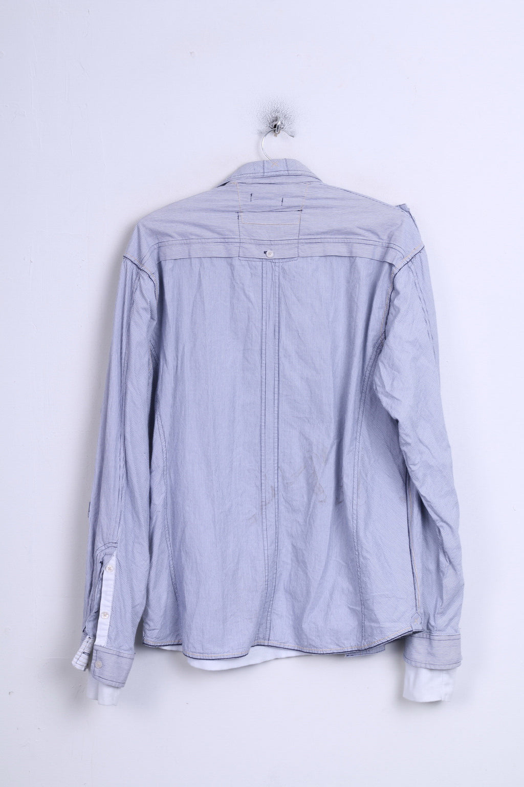 TOM WOLFE Camicia casual da uomo XL a righe in cotone colletto standard bianco