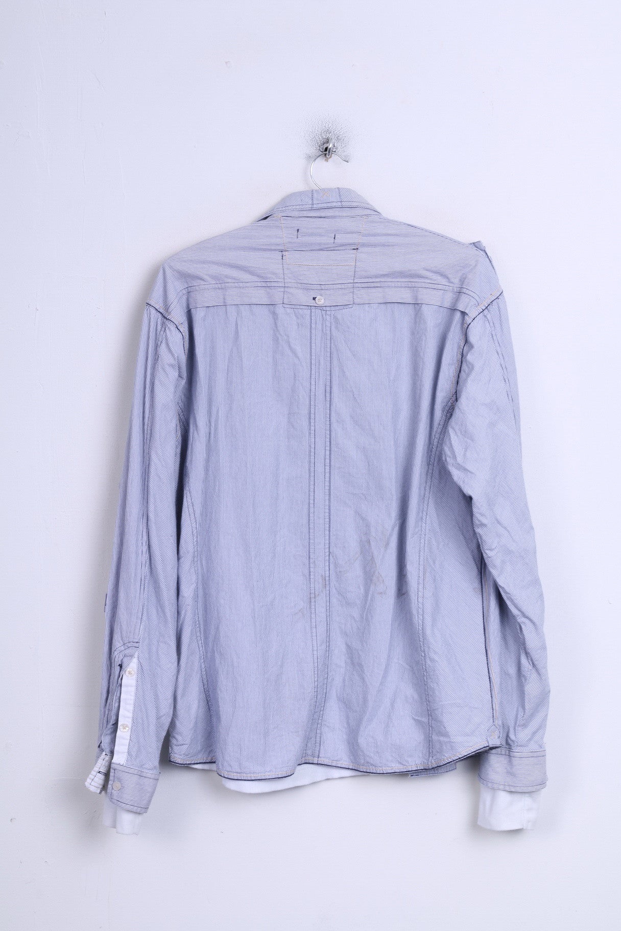 TOM WOLFE Camicia casual da uomo XL a righe in cotone colletto standard bianco